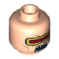 Minifig Head Mutant Leader, Gold and Red Visor, Open Mouth with Fangs Print [Hollow Stud]