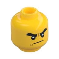 Minifig Head Cole, Bushy Eyebrows, Smile / Angry Print