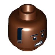 Minifig Head GCPD Officer, Eyebrows, Sideburns, Worried Print [Hollow Stud]