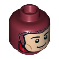 Minifig Head The Flash, Balaclava, Light Nougat Face, Open Mouth Smile / Closed Mouth Smile Print