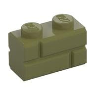 Brick Special 1 x 2 with Masonry Brick Profile em Verde oliva