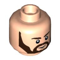 Minifig Head Rebel Trooper, Dark Brown Eyebrows, Angular Beard, Smile Print