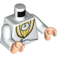 Torso Tuxedo with Bright Light Yellow Shirt Print, White Arms, Light Nougat Hands