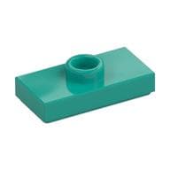 Plate Special 1 x 2 with 1 Stud with Groove and Inside Stud Holder (Jumper) em Turquesa escuro