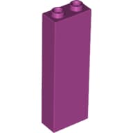 Brick 1 x 2 x 5 with Blocked Open Studs and Bottom Stud Holder with Asymmetric Ridges em Magenta
