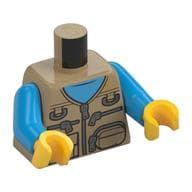 Torso Jacket Bodywarmer with Zippers and Pockets Print, Dark Azure Arms, Yellow Hands