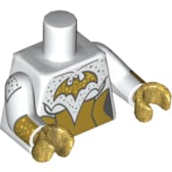 Torso Armor, Gold Panels, Gold Batgirl Logo Print, White Arms with Gold Cuffs Print, Pearl Gold Hands