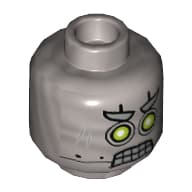 Minifig Head CyberByter, Dual Sided, Lime and White Eyes, Clenched Teeth / Closed Mouth Print [Hollow Stud]