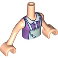 Minidoll Torso Girl with Medium Lavender Top, Light Aqua Apron, Light Nougat Arms And Hands