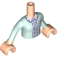 Minidoll Torso Girl with Light Aqua Top Print, Light Nougat Arms And Hands