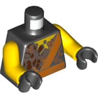 Torso, Robe, Rocks and Orange Lava Print, Yellow Arms, Black Hands