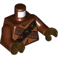 Torso Robe, Dark Brown Crossed Belts with Pouches and Torn Cloth Print (Jawa), Reddish Brown Arms, Dark Brown Hands