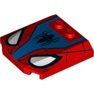 Brick Wedged, Curved Triple 4 x 4 x 2/3, 2 Studs with Large White Eyes, Spider-Man Logo and Webbing Print