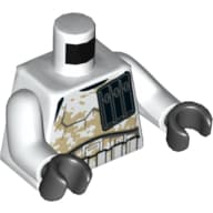 Torso Armor Stormtrooper, Wide Black Pocket Device and Tan Dirt Stains Print, White Arms, Black Hands