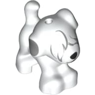 Animal, Dog, Small Standing with Fur Over Eyes, Black Nose, Open Mouth, and Light Bluish Gray Ears Print