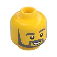Minifig Head, Grey Beard, Moustache and Eyebrows
