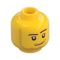 Minifig Head, Smirk, Peach Dimple, Stubble Beard and Moustache and Sideburns Print