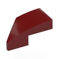 Brick Wedged, Curved 2 x 1 with Stud Notch Right em Vermelho escuro