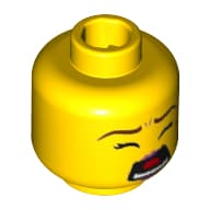 Minifig Head Elephant Girl, Eyes Closed, Screaming, Scared, Lavender Lipstick