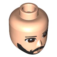 Minidoll Head Male, Brown Eyes, Black Beard and Curly Mustache