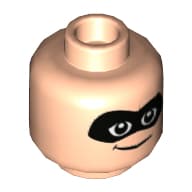 Minifig Head Bob Parr (Mr. Incredible), Dual Sided, Black Eyemask, Smirk / Open Mouth Smile Print [Hollow Stud]