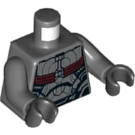 Torso Armor, Red Band with Black Detailing Print (Falcon), Dark Bluish Gray Arms, Black Hands