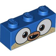 Brick 1 x 3 with Puppycorn, Open Mouth Smile with One Tooth Print