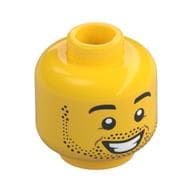 Minifig Head, Beard Stubble, Smiling with Teeth / Neutral