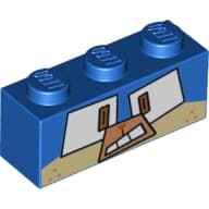 Brick 1 x 3 with Puppycorn, Square Eyes Print em Azul