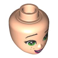 Minidoll Head, Green Eyes, Dark Pink Lips, Freckles Print