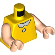 Torso, with White Collar and Button Print, Light Nougat Arms and Hands