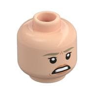 Minifig Head Ellie Sattler / Fleur Delacour / Hannah Abbott, Dark Tan Eyebrows, Peach Lips, Smirk / Scared Print