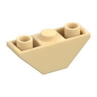 Brick Sloped Inverted 45° 3 x 1 Double with 2 Blocked Open Studs em Bege