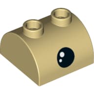 Brick Curved 2 x 2, Two Top Studs with Eye, Black Dot Print