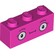 Brick 1 x 3 with Face, Straight Mouth, Eyelashes Print