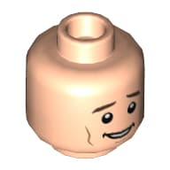 Minifig Head Victor Krum / Sam Flynn, Dark Brown Eyebrows, Smile / Frown Print
