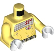 Torso Shirt with White Squares, Red Triangles, Belt, Print, Bright Light Yellow Arms, White Hands