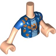 Minidoll Torso Boy with Hawaiian Shirt with Palm Tree and Sunset Print, Light Nougat Arms and Hands