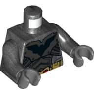 Torso, Armor with Batman Logo, Gold Belt Print, Pearl Titanium Arms, Dark Bluish Gray Hands