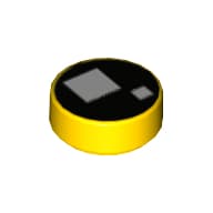 Tile Round 1 x 1 with Full Black Circle with 2 White Squares (Brickheadz Eyes) Print