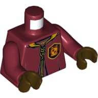 Torso Robe with Laces, Gryffindor Crest Print, Dark Red Arms, Dark Brown Hands