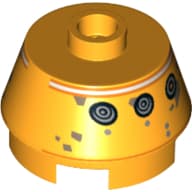 Brick Round 2 x 2 Truncated Cone with White Stripe, Droid Print (R5-A2)
