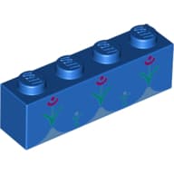 Brick 1 x 4 with Flowers Print