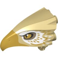Animal Body Part, Bird Head Upper Jaw with Metallic Gold Beak and White and Metallic Gold Feathers Print (Thunderbird)