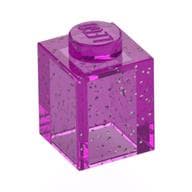 Brick 1 x 1 em Rosa escuro translúcido com glitter