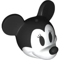 Minifig Head Special with Black Mouse Ears and Nose, White Face, Eyelashes Print