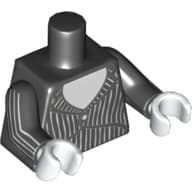 Torso Jacket with White Shirt and Pinstripes Print, Black Arms with White Pinstripes Print, White Hands