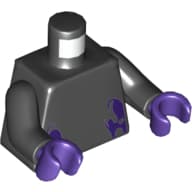 Torso Dark Purple Spots Print, Black Arms, Dark Purple Hands