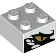 Brick 2 x 2 with Gold Snake Eye, Black/White Scales