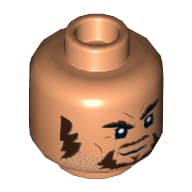 Minifig Head McCree, Reddish Brown Moustache, Beard, Sideburns Print [Hollow Stud]